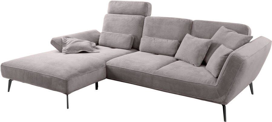 Set one by Musterring Hoekbank SO 4500 voeten zwart mat incl. draaibare rugfunctie cord L-vorm - Foto 5