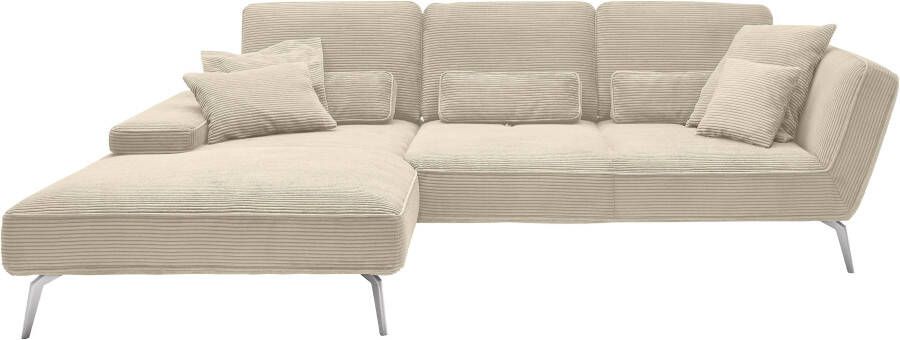 Set one by Musterring Hoekbank SO 4500 voeten chroomkleurig incl. draaibare rugfunctie cord L-vorm - Foto 9