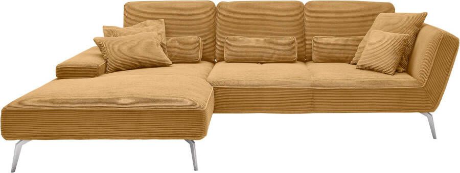 Set one by Musterring Hoekbank SO 4500 voeten chroomkleurig incl. draaibare rugfunctie cord L-vorm - Foto 9