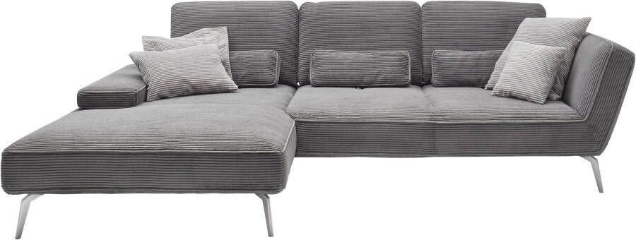 Set one by Musterring Hoekbank SO 4500 voeten chroomkleurig incl. draaibare rugfunctie cord L-vorm - Foto 9