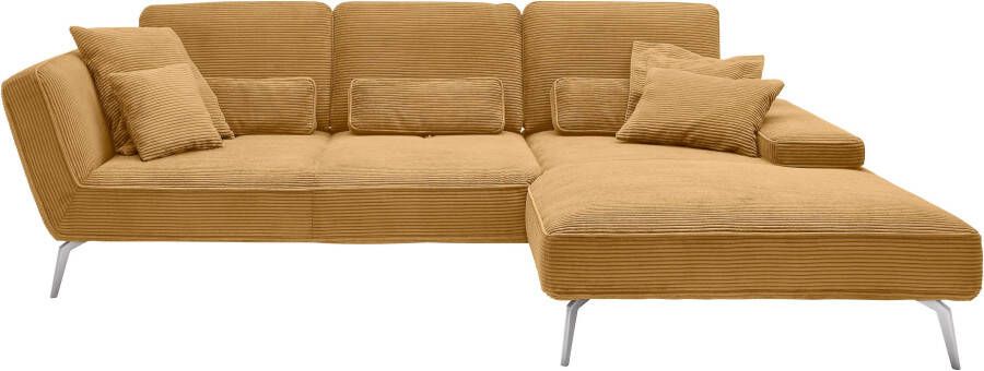 Set one by Musterring Hoekbank SO 4500 voeten chroomkleurig incl. draaibare rugfunctie cord L-vorm - Foto 8