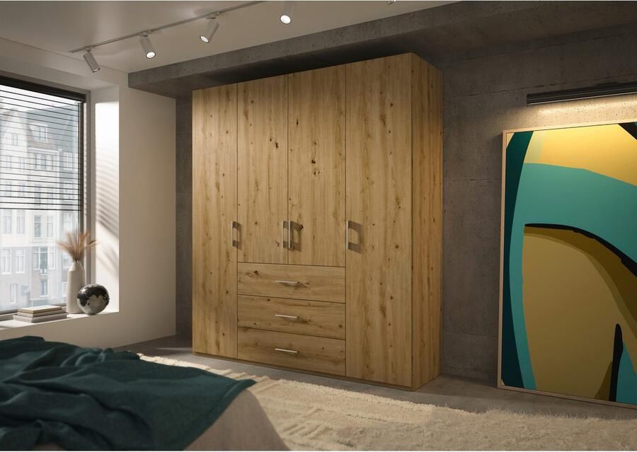 Set one by Musterring Draaideurkast Henderson met 3 lades inclusief legplanken en kledingstangen - Foto 3