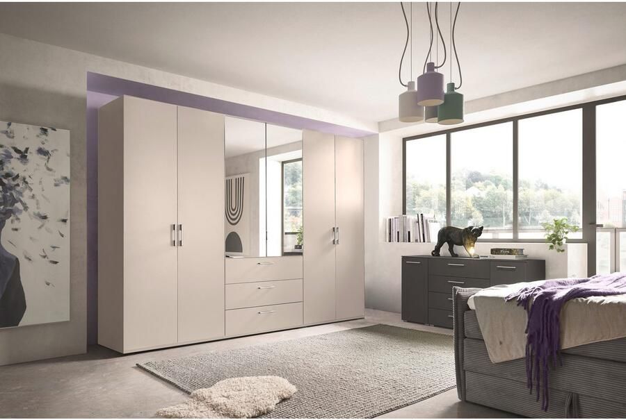 Set one by Musterring Draaideurkast Henderson met spiegel en 3 laden inclusief planken en garderobestangen - Foto 3