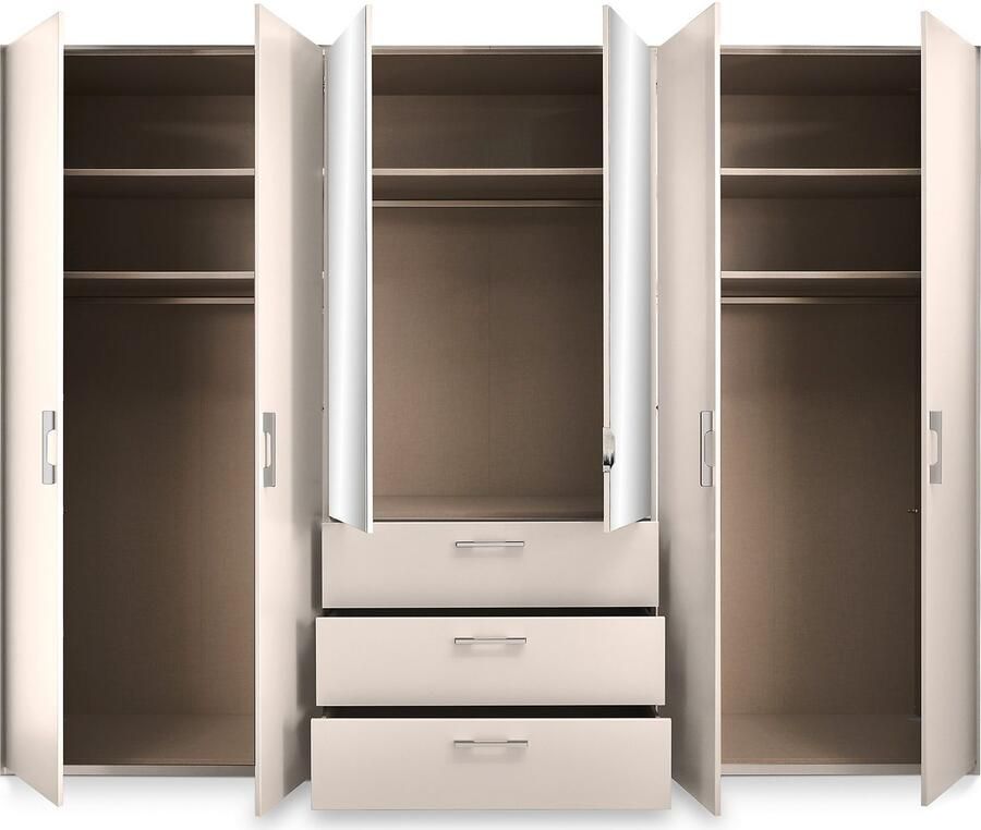 Set one by Musterring Draaideurkast Henderson met spiegel en 3 laden inclusief planken en garderobestangen