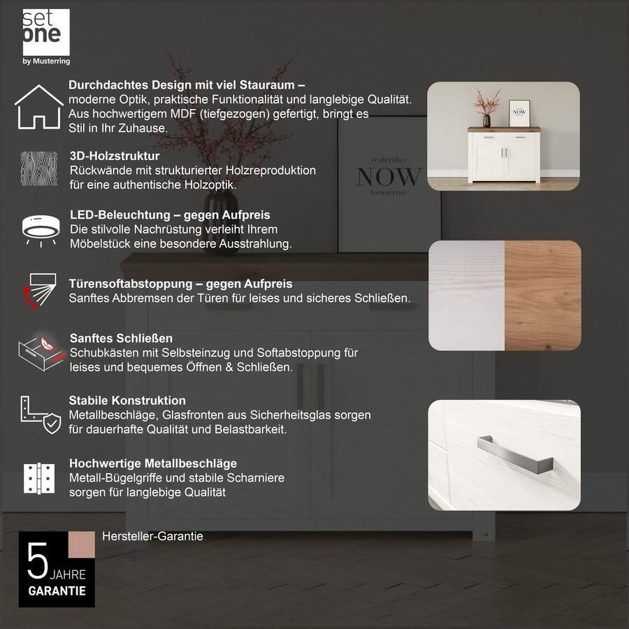 Set one by Musterring Dressoir York Type 53 in 3 kleurvarianten verkrijgbaar Landhuisstijl Afmetingen 129 x 95 cm