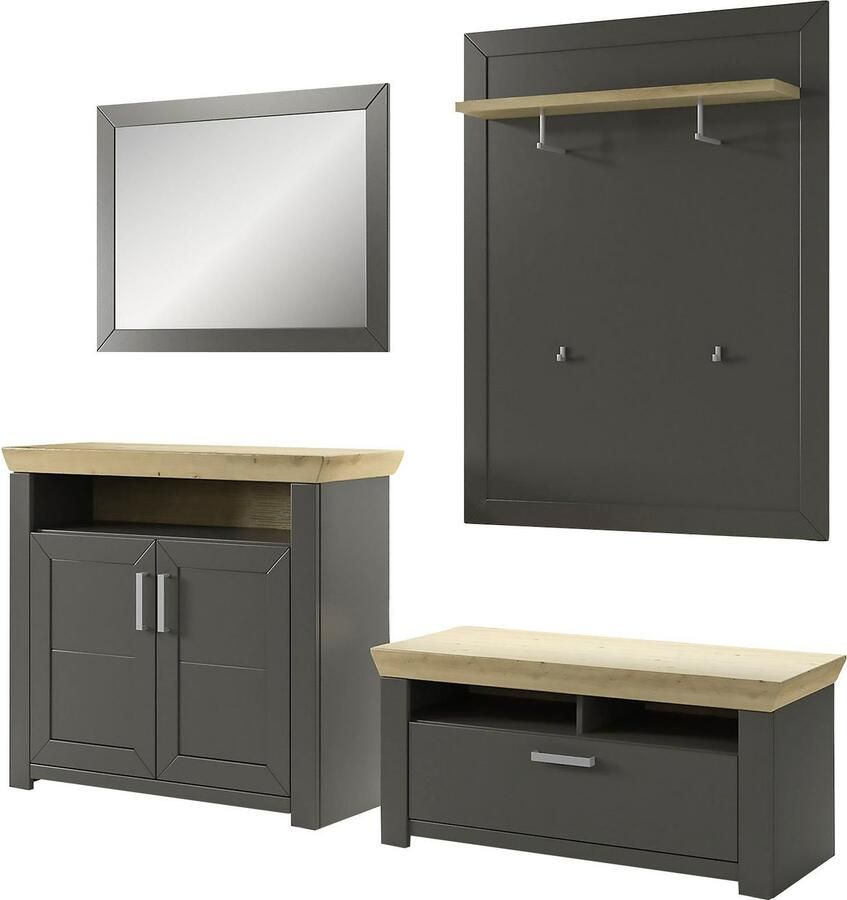 Set one by Musterring Halmeubelset GA York Kombi 56 met garderobe paneel en spiegel (set 4-delig)