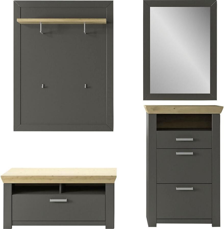 Set one by Musterring Halmeubelset GA York Kombi 70 met garderobe paneel en spiegel (set 4-delig)