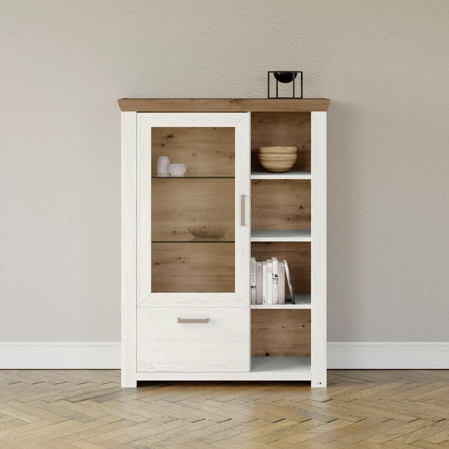 Set one by Musterring Highboard York Type 13 en 14 met Glazendeur en lade 3 kleurvarianten B 105 cm - Foto 5
