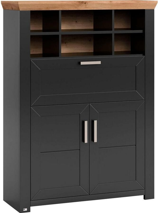 Set one by Musterring Highboard York Type 15 met houten deuren en klep verlichting optioneel breedte 105 cm