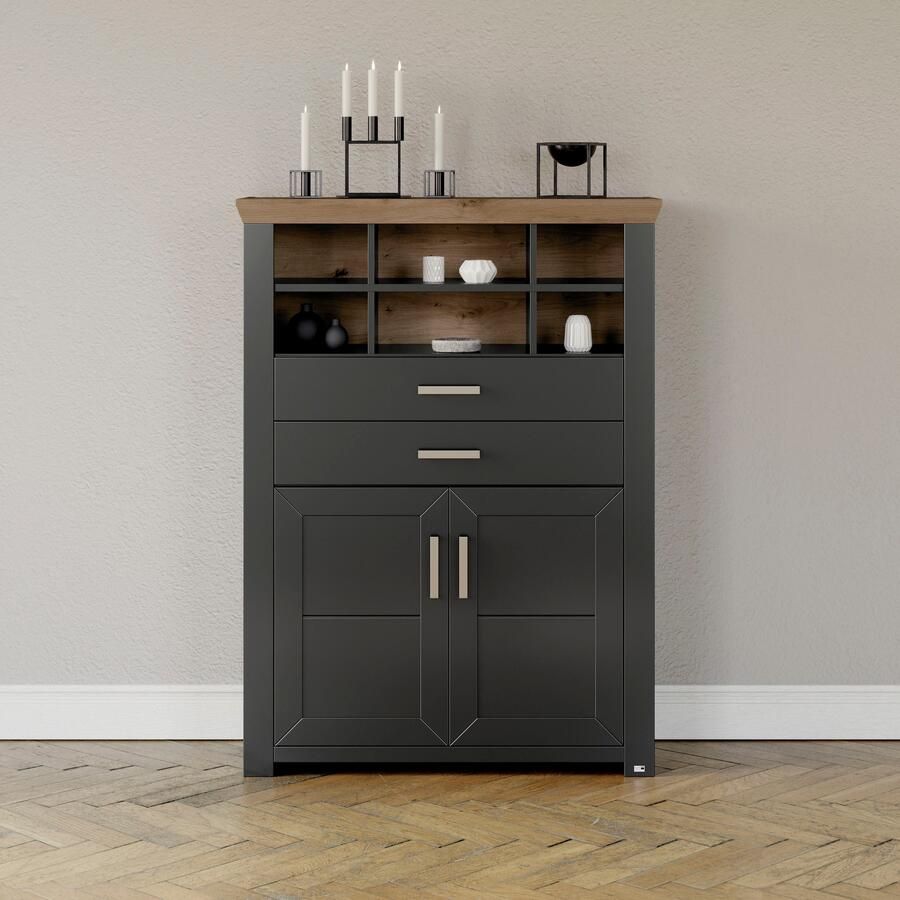 Set one by Musterring Highboard York Type 16 met houten deuren en lade verlichting optioneel B 105 cm - Foto 6