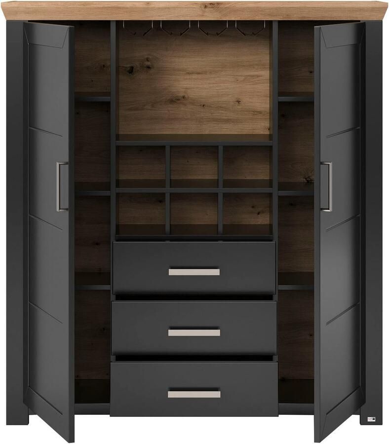 Set one by Musterring Highboard York Type 19 met 3 lades en flessenrek landhuisstijl B 129cm - Foto 5