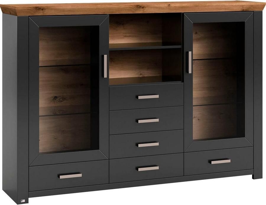 Set one by Musterring Highboard York Type 56 met Glazendeuren verlichting optioneel B 184 cm - Foto 3