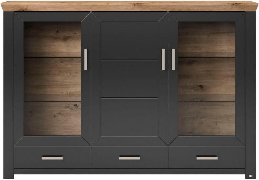 Set one by Musterring Highboard York Type 57 met glazen deuren veel opbergruimte verlichting optioneel B 184 cm - Foto 5