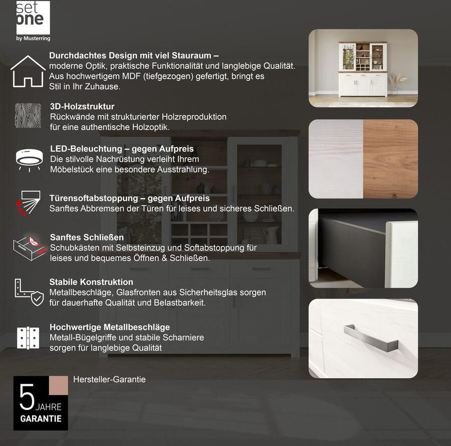 Set one by Musterring Kastenset York met glazen deuren optioneel met verlichting 3 kleuren breedte 184 cm (2 stuks)