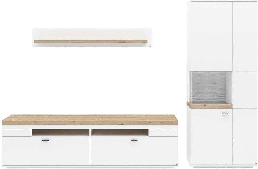 Set one by Musterring Wandmeubel Lancaster 3-delig met fronten in wit of grijs breedte ca.300 cm - Foto 3