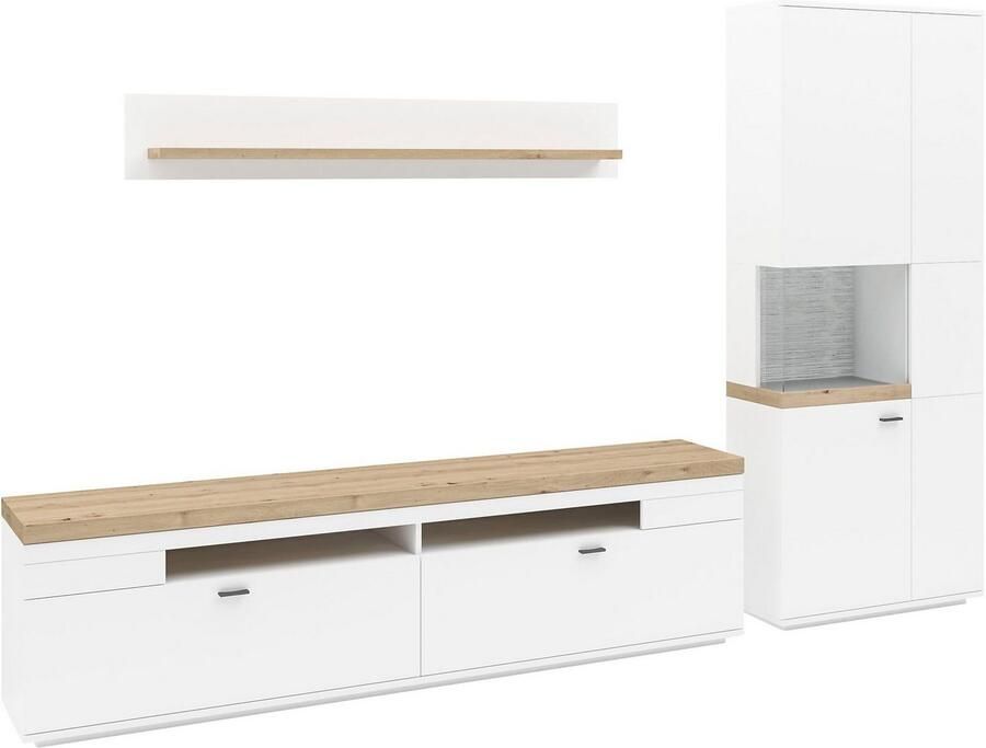 Set one by Musterring Wandmeubel Lancaster 3-delig met fronten in wit of grijs breedte ca.300 cm