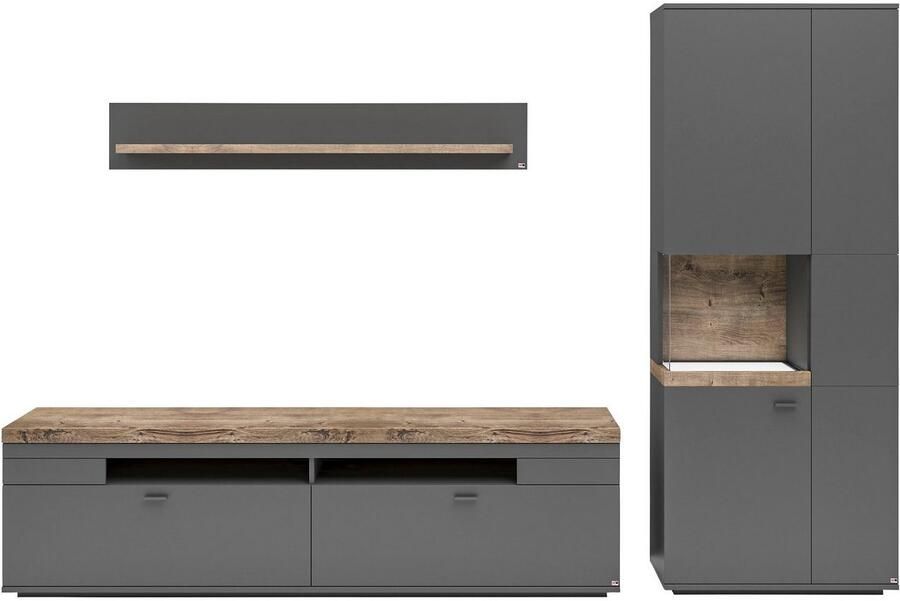 Set one by Musterring Wandmeubel Lancaster 3-delig met fronten in wit of grijs breedte ca.300 cm