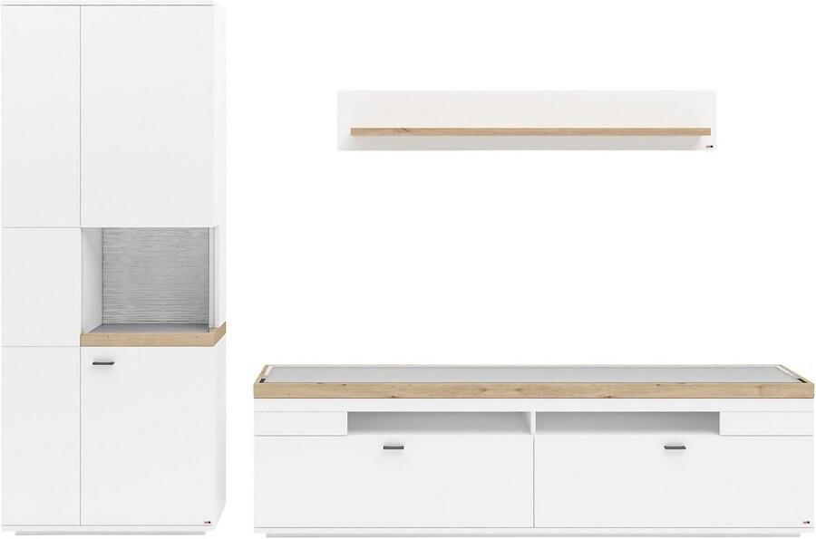 Set one by Musterring Wandmeubel Lancaster 3-delig met fronten in wit of grijs breedte ca.300 cm - Foto 4