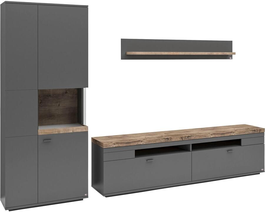 Set one by Musterring Wandmeubel Lancaster 3-delig met fronten in wit of grijs breedte ca.300 cm