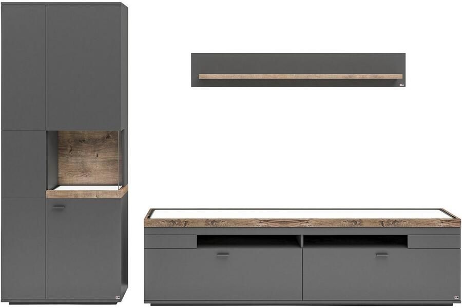 Set one by Musterring Wandmeubel Lancaster 3-delig met fronten in wit of grijs breedte ca.300 cm - Foto 2