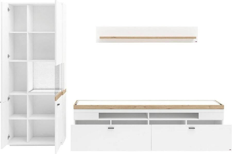 Set one by Musterring Wandmeubel Lancaster 3-delig met fronten in wit of grijs breedte ca.300 cm - Foto 3
