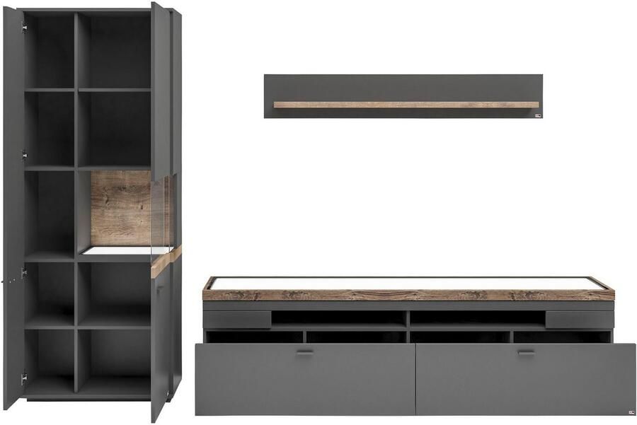 Set one by Musterring Wandmeubel Lancaster 3-delig met fronten in wit of grijs breedte ca.300 cm - Foto 3