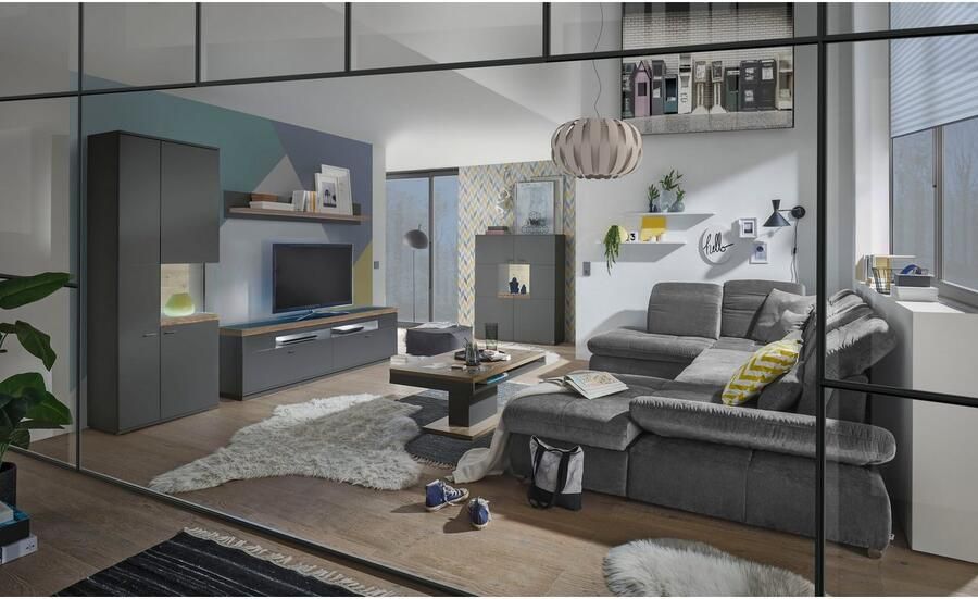 Set one by Musterring Wandmeubel Lancaster 3-delig met fronten in wit of grijs breedte ca.300 cm - Foto 4