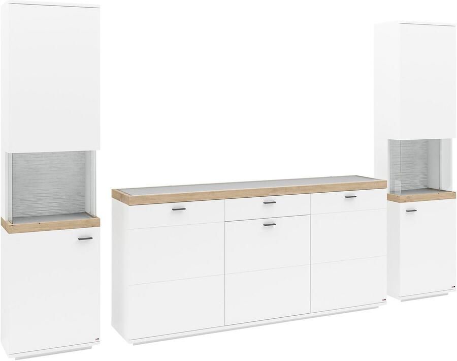 Set one by Musterring Wandmeubel Lancaster 3-delig met fronten in wit of grijs breedte ca.300 cm