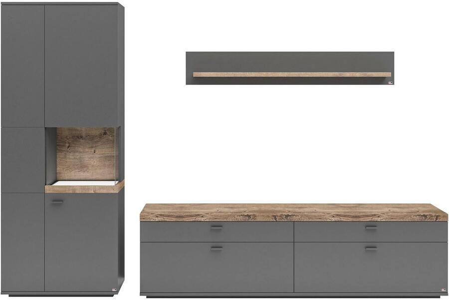 Set one by Musterring Wandmeubel Lancaster 3-delig met fronten in wit of grijs breedte ca. 300 cm - Foto 3