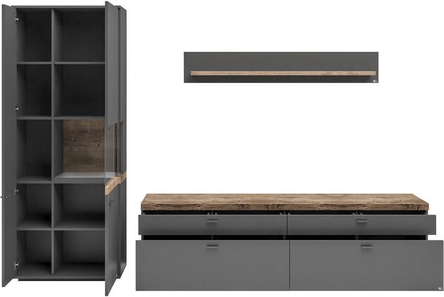 Set one by Musterring Wandmeubel Lancaster 3-delig met fronten in wit of grijs breedte ca. 300 cm - Foto 2