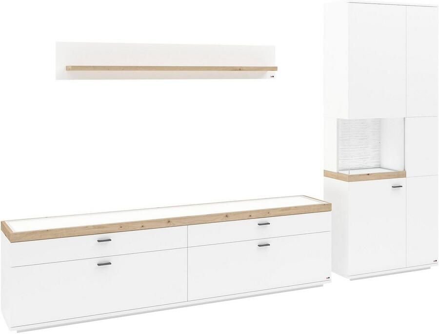 Set one by Musterring Wandmeubel Lancaster 3-delig met fronten in wit of grijs breedte ca. 300 cm