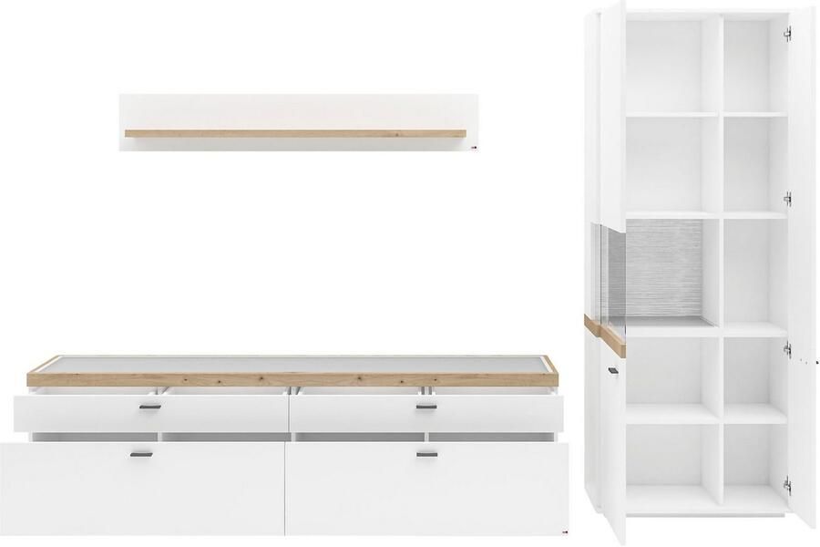 Set one by Musterring Wandmeubel Lancaster 3-delig met fronten in wit of grijs breedte ca. 300 cm - Foto 2