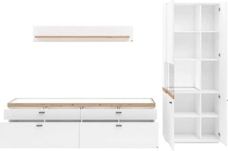 Set one by Musterring Wandmeubel Lancaster 3-delig met fronten in wit of grijs breedte ca. 300 cm - Foto 3