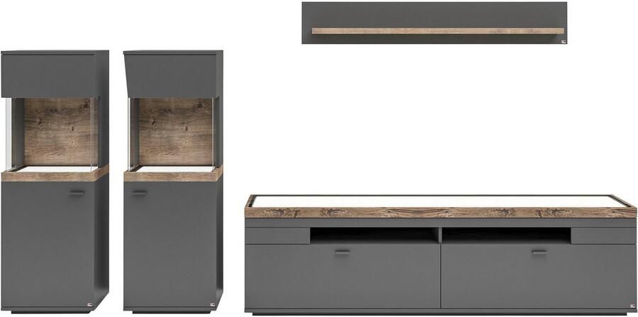 Set one by Musterring Wandmeubel Lancaster 4-delig met fronten in wit of grijs breedte ca.330cm - Foto 2