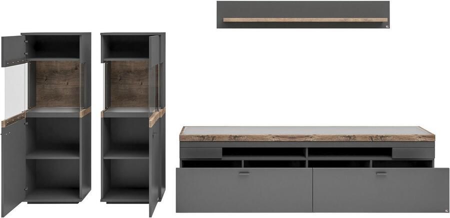 Set one by Musterring Wandmeubel Lancaster 4-delig met fronten in wit of grijs breedte ca.330cm - Foto 4