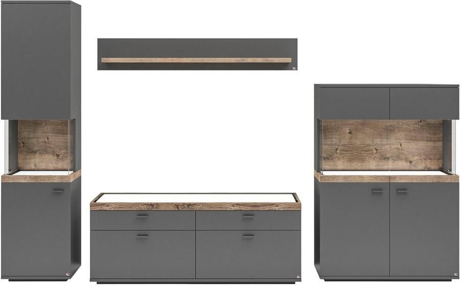 Set one by Musterring Wandmeubel Lancaster 4-delig met fronten in wit of grijs breedte ca.320cm - Foto 2