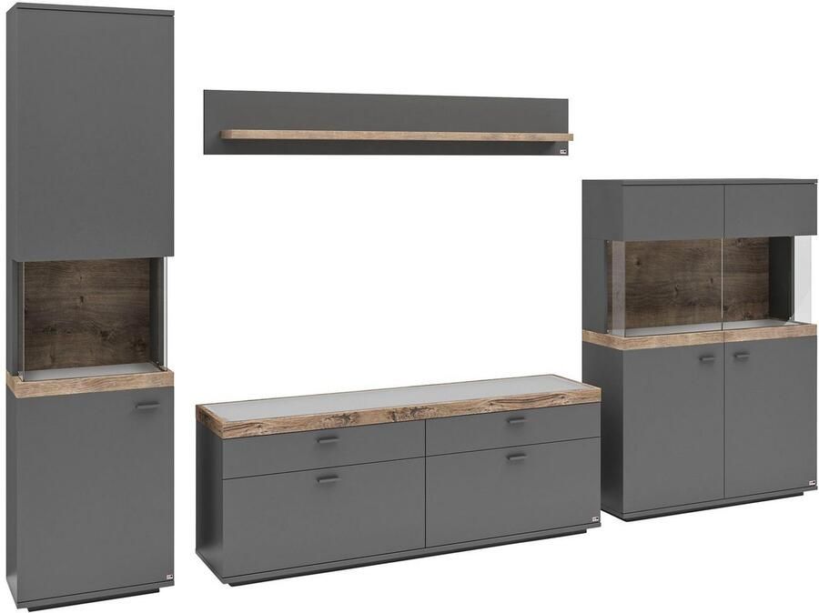 Set one by Musterring Wandmeubel Lancaster 4-delig met fronten in wit of grijs breedte ca.320cm