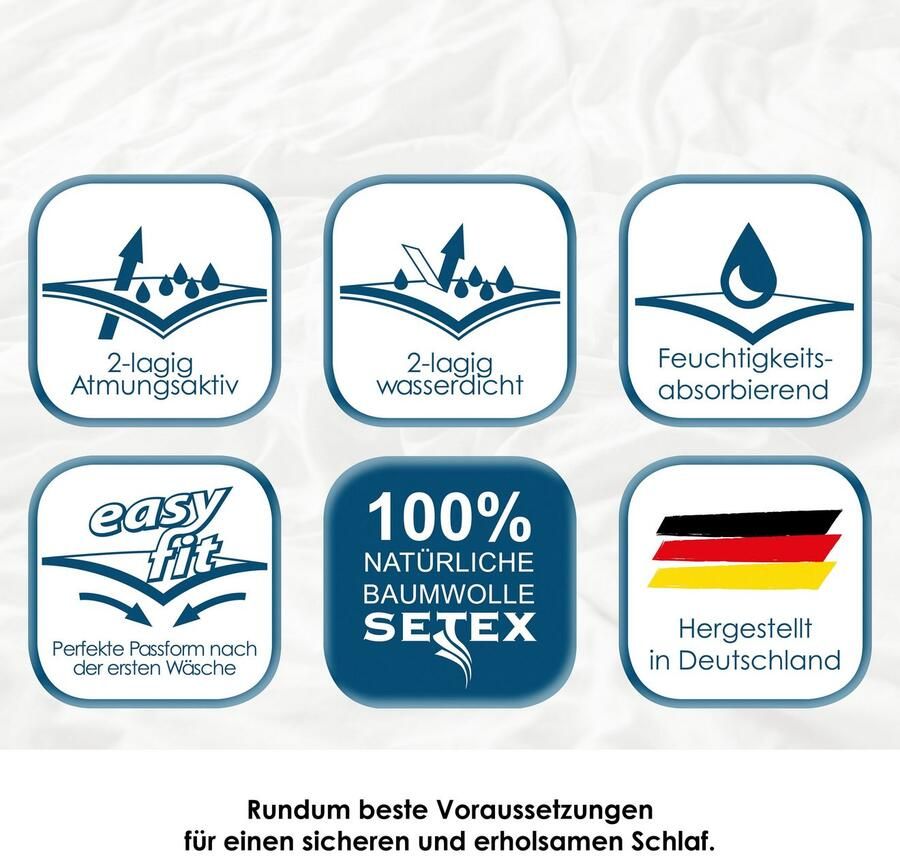 SETEX MATRATZEN UND KISSEN Matrasdek 14PE matras 90x200 cm 140x200 cm en andere maten In babyformaat 70 x 40 cm zonder hoekelastiek ter bescherming van uw kind - Foto 7