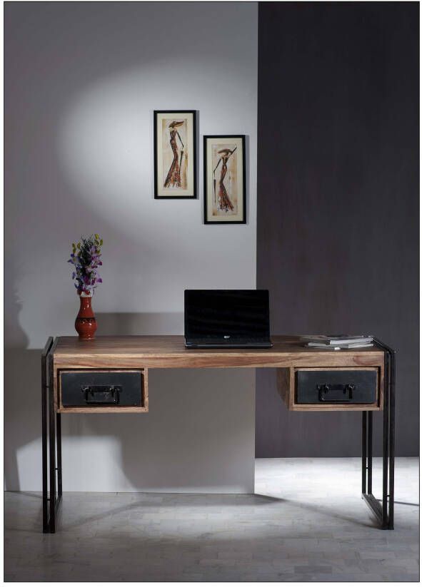 Leen Bakker Bureau Quin naturel zwart 76x150x80 cm - Foto 2