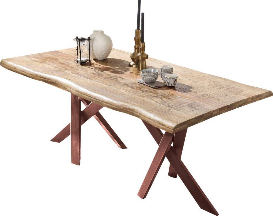 Artistiq Living Artistiq Boomstam Eettafel Lizzett Mangohout 160 x 90cm Bruin onderstel - Foto 4