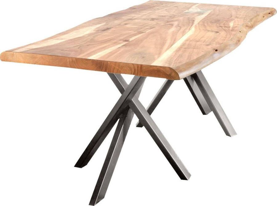 SIT Eettafel Tables met boomstamrand en opvallend onderstel van metaal vintage - Foto 1