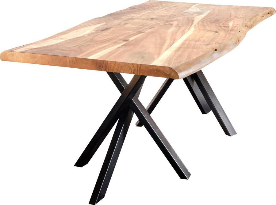 SIT Eettafel Tables met boomstamrand en opvallend onderstel van metaal vintage - Foto 3