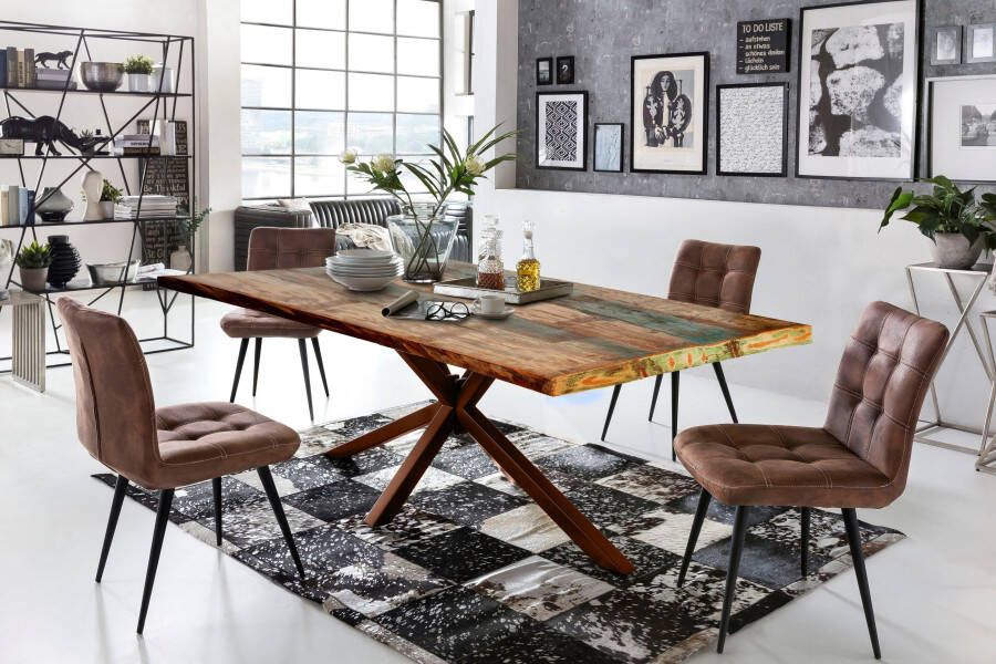 SIT Eettafel Tops&Tables met tafelblad van gebruikt hout met verfresten - Foto 2
