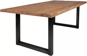 SIT Eettafel Tops les met rustiek tafelblad van gerecycled gebruikt hout teak