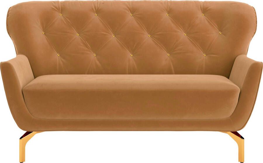Sit&more 2-zitsbank Orient 3 V incl. 2 sierkussens met strassteentjes goudkleurige metalen poten - Foto 5