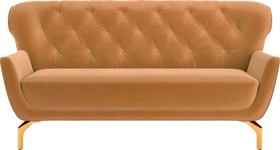 Sit&more 3-zitsbank Orient 3 V incl. 2 sierkussens met strassteentjes goudkleurige metalen poten - Foto 5
