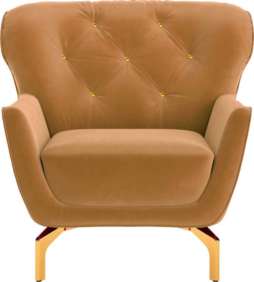 Sit&more Fauteuil Orient 3 V inclusief 1 sierkussen met strassteentjes goudkleurige metalen poten - Foto 5