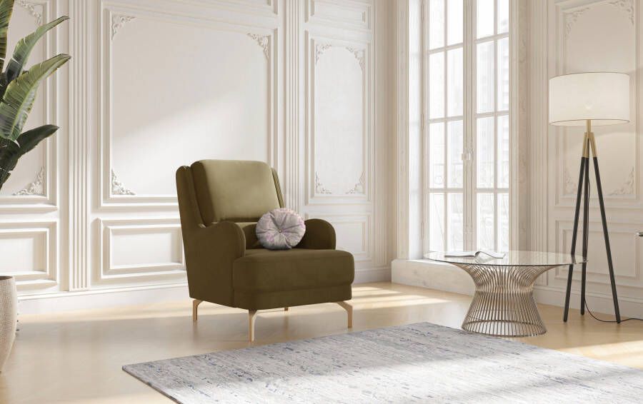 Sit&more Fauteuil Orient 4 V inclusief 1 sierkussen met strassteentjes goudkleurige metalen poten - Foto 5