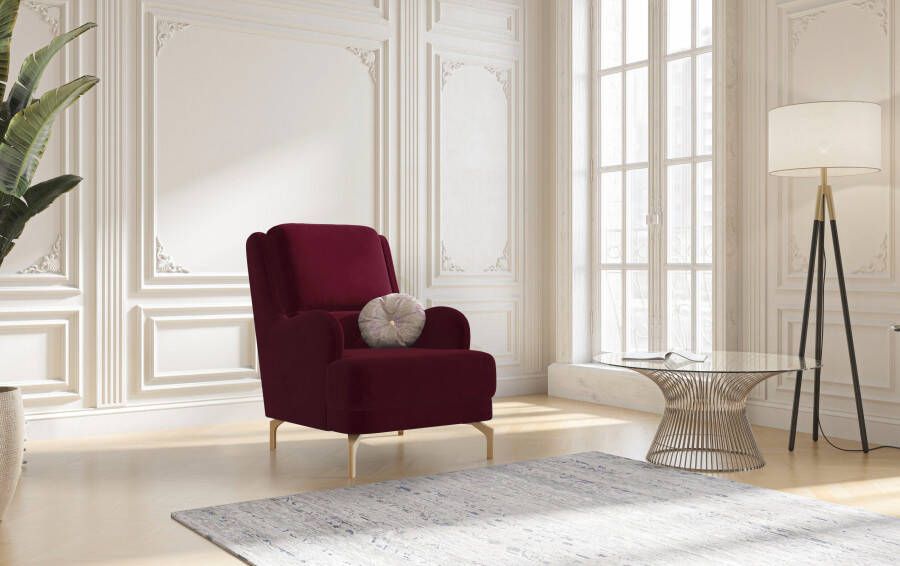 Sit&more Fauteuil Orient 4 V inclusief 1 sierkussen met strassteentjes goudkleurige metalen poten - Foto 5