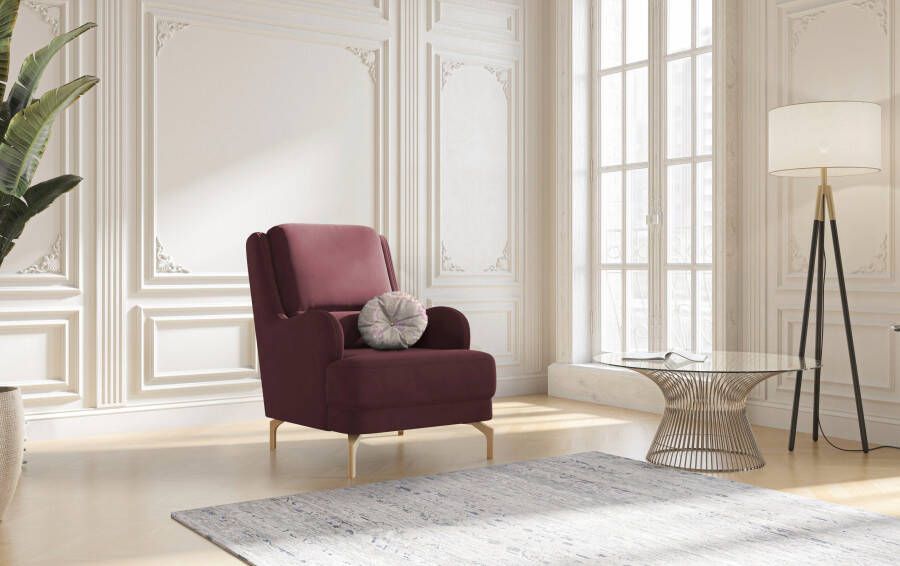 Sit&more Fauteuil Orient 4 V inclusief 1 sierkussen met strassteentjes goudkleurige metalen poten